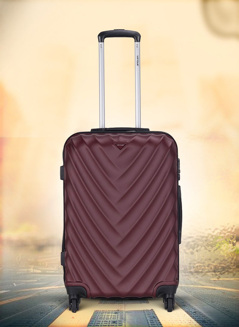 ABS Hardside 3-Piece Trolley Luggage Set  Spinner Wheels with Number Lock 20/24/28 Inches   Burgundy