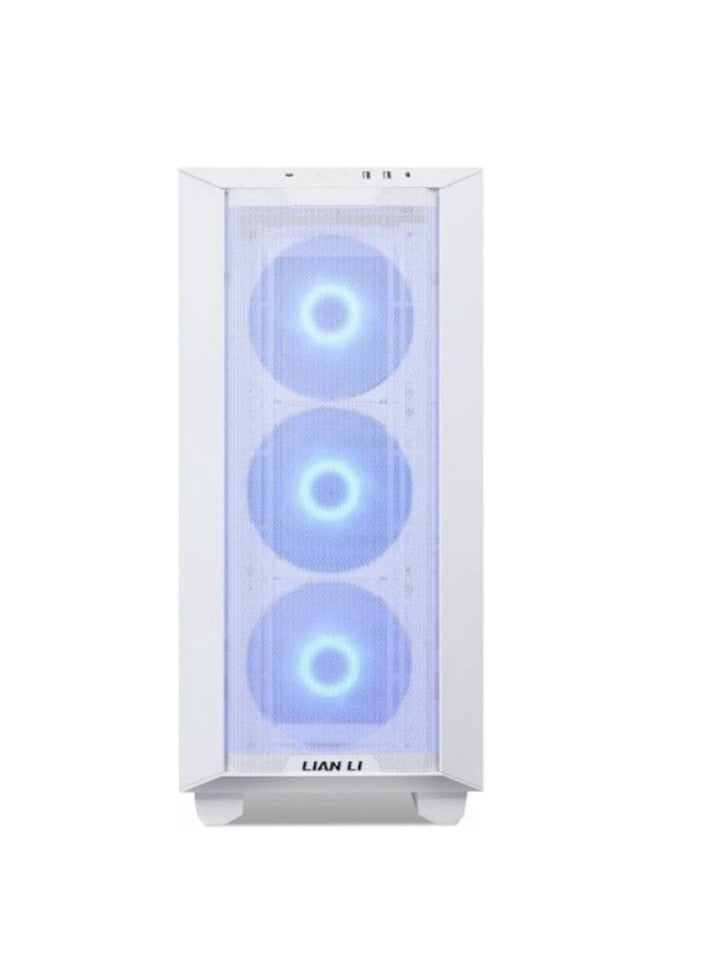 Lancool III Mesh RGB E-ATX Mid Tower Modular Chassis, 8 Expansion Slots, Tempered Glass Panel, Up To 360mm Fan Support, Equipped With 4x 140 PWM Fans, USB Type C, White | G99.LAN3RW.00