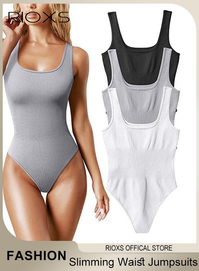 Women's Body Suit Tops Shape Wear Set Tank Seamless Tummy Control Slimming Waist Jumpsuits U-Neck Sculpting Body Shaper