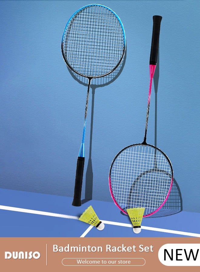 Badminton Rackets Set 2 Player Badminton Rackets Lightweight Badminton Racquet with 2 Shuttlecocks and 1 Carrying Bag,Badminton Backyard Games for Outdoor,Garden,Beach,Family Fun Game