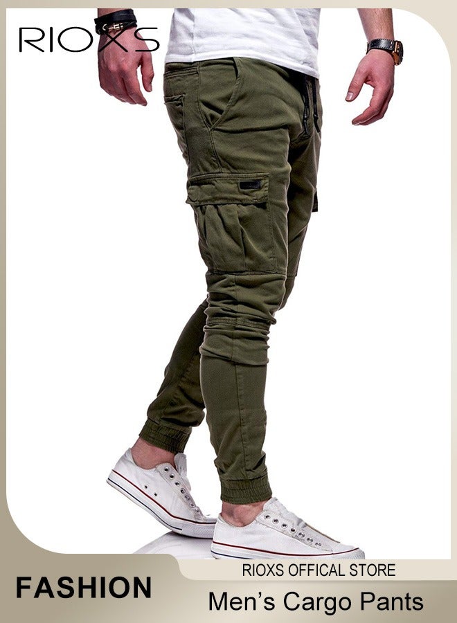 Men's Cargo Pants, Baggy Fit Tapered Cargo Pants For Men, Casual Sports Trousers, Drawstring Athletic Pants For Running Jogging Workout, Tactical Pantalones Cargo, Mens Cargo Pants, Multi Pocket Stretch Sweatpants