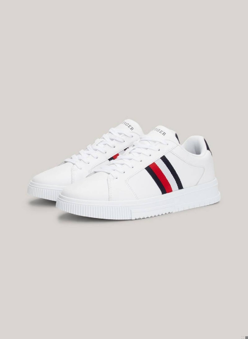 Men's Essential Leather Signature Tape Trainers -  Leather upper, White