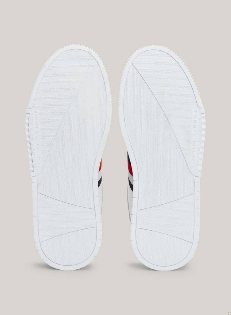 Men's Essential Leather Signature Tape Trainers -  Leather upper, White