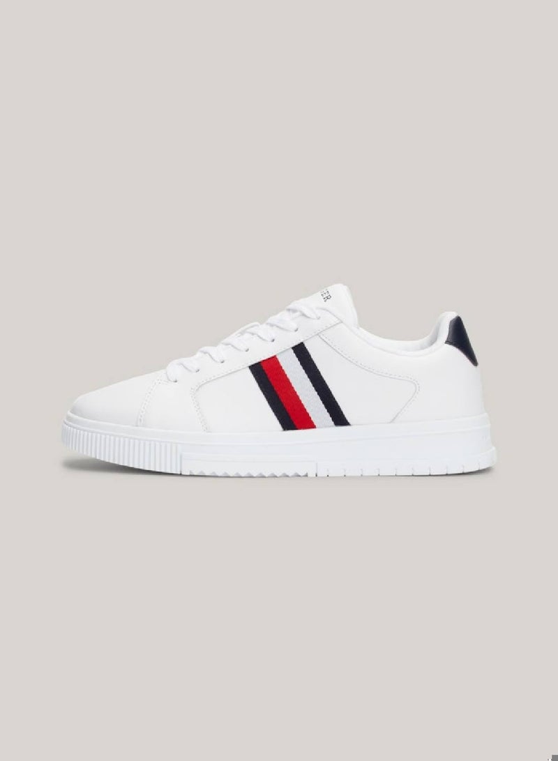 Men's Essential Leather Signature Tape Trainers -  Leather upper, White
