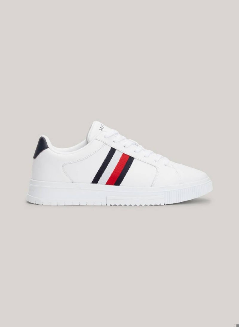 Men's Essential Leather Signature Tape Trainers -  Leather upper, White