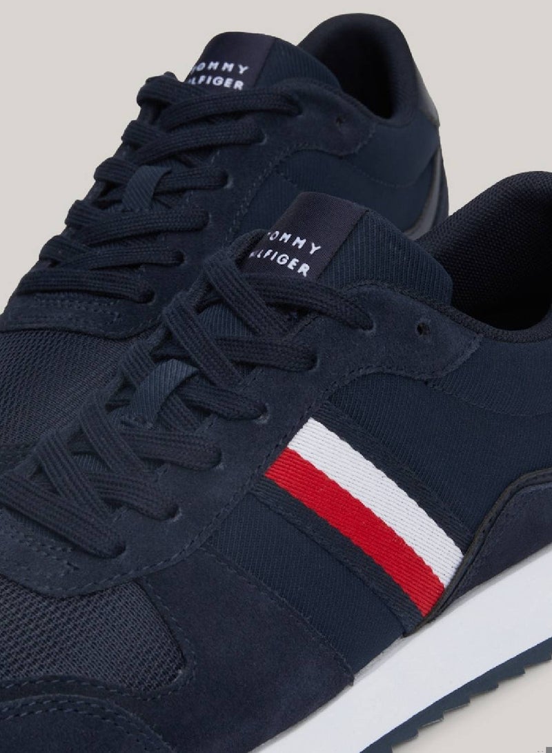 Men's Cleat Signature Tape Trainers -  Stretch recycled polyester upper, Navy