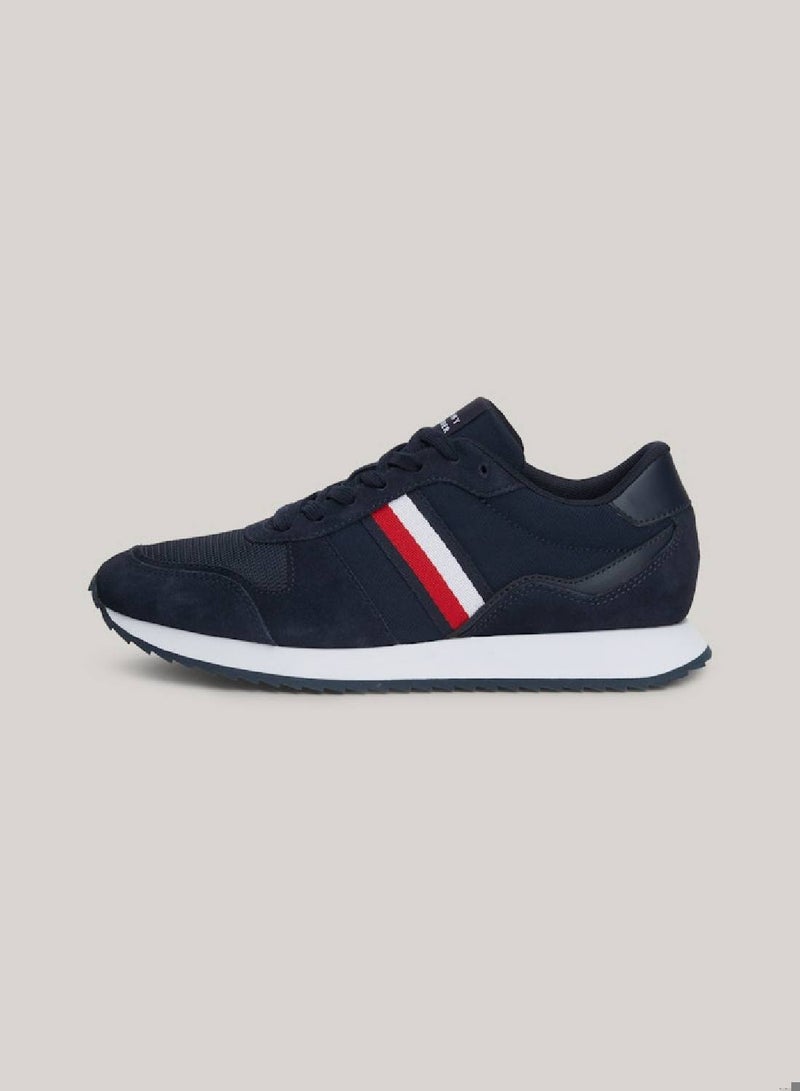 Men's Cleat Signature Tape Trainers -  Stretch recycled polyester upper, Navy