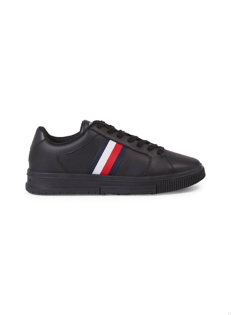 Men's Essential Leather Signature Tape Trainers -  Leather upper, Black