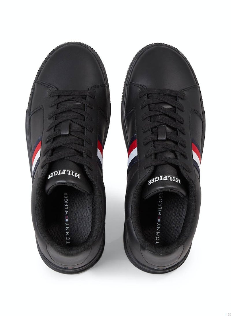Men's Essential Leather Signature Tape Trainers -  Leather upper, Black