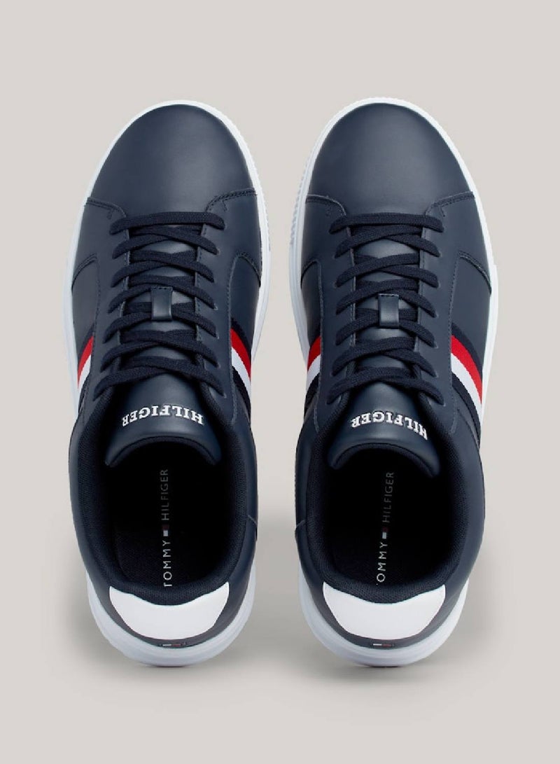 Men's Essential Leather Signature Tape Trainers -  Leather upper, Navy