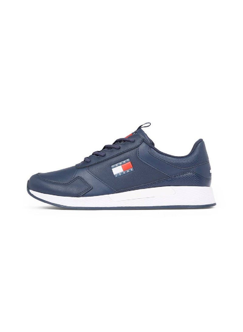 Men's Essential Badge Flexible Runner Trainers -  Leather mix upper, Navy