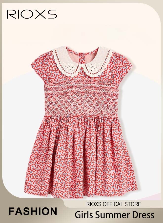 Girls Stylish A-line Dress, Round Neck Sleeveless Sleeve Dress with Adorable Patterns, Wonderful Summer Dresses for Girls, Comfortable to Wear, Suitable for Daily Wear, Vacation and Other Occasions, Great Gift Choice for Girls