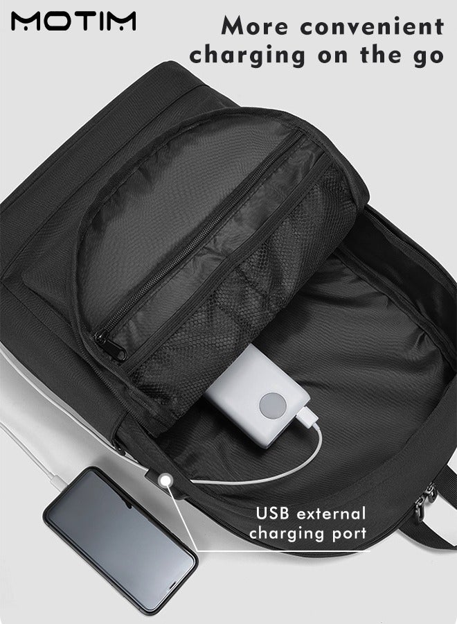15.6 Inch Laptop Backpack with Multi Spacious Compartment, Laptop Bag with USB Charging Port, Business Secure Zippers Durable Lightweight Laptop Computer Bag, Waterproof, Fits 15.6 Inch Laptop Tablets, Satchel