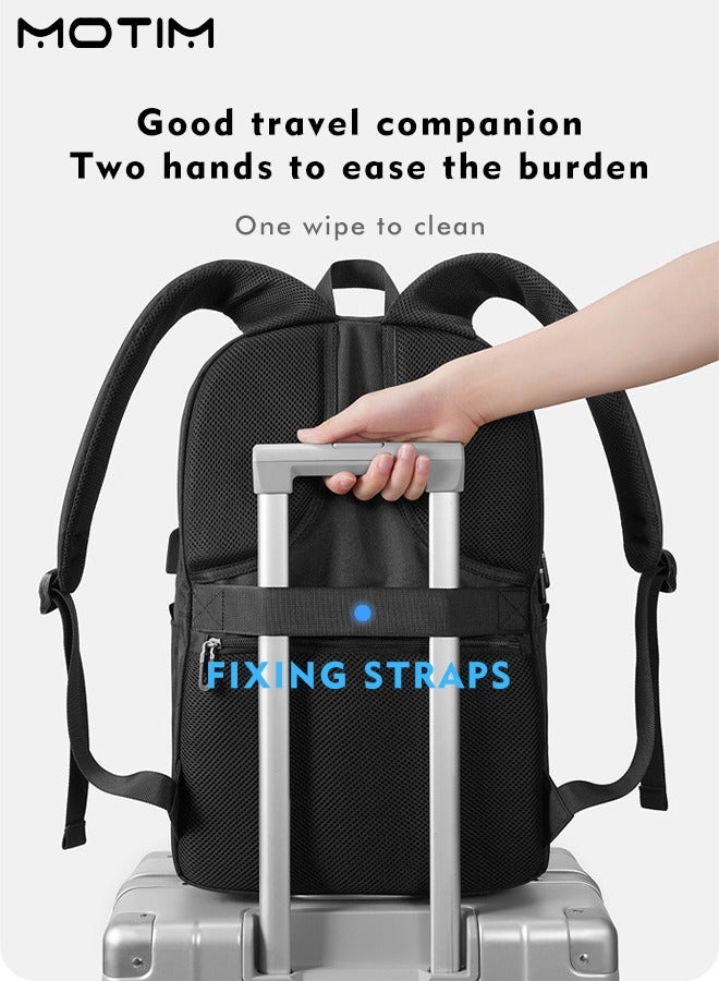 15.6 Inch Laptop Backpack with Multi Spacious Compartment, Laptop Bag with USB Charging Port, Business Secure Zippers Durable Lightweight Laptop Computer Bag, Waterproof, Fits 15.6 Inch Laptop Tablets, Satchel