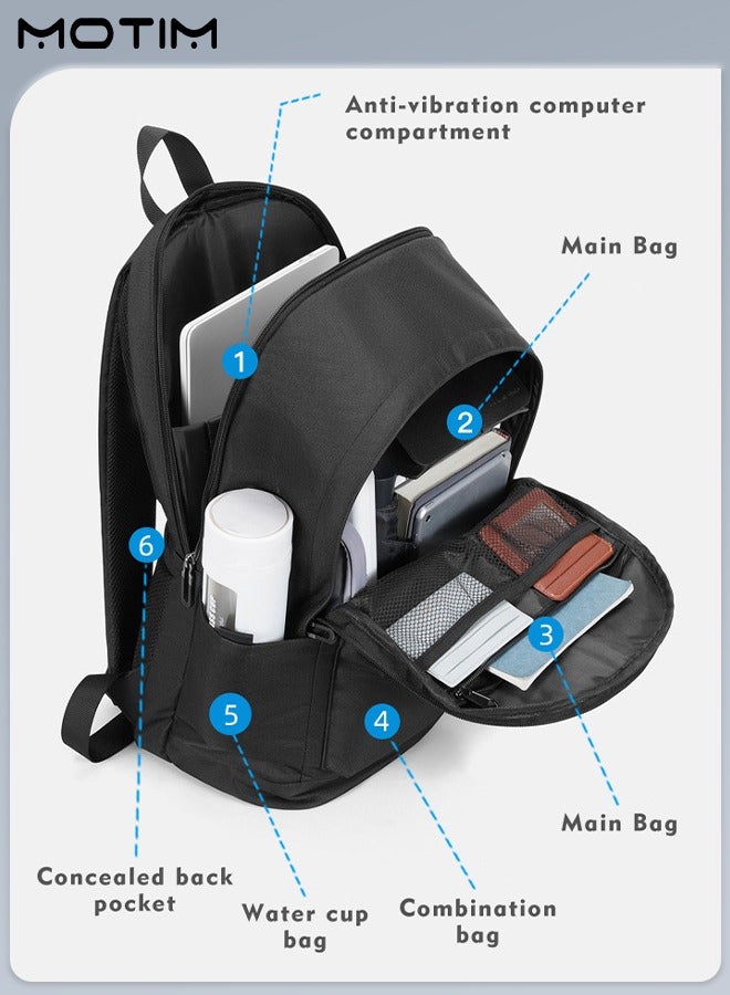 15.6 Inch Laptop Backpack with Multi Spacious Compartment, Laptop Bag with USB Charging Port, Business Secure Zippers Durable Lightweight Laptop Computer Bag, Waterproof, Fits 15.6 Inch Laptop Tablets, Satchel