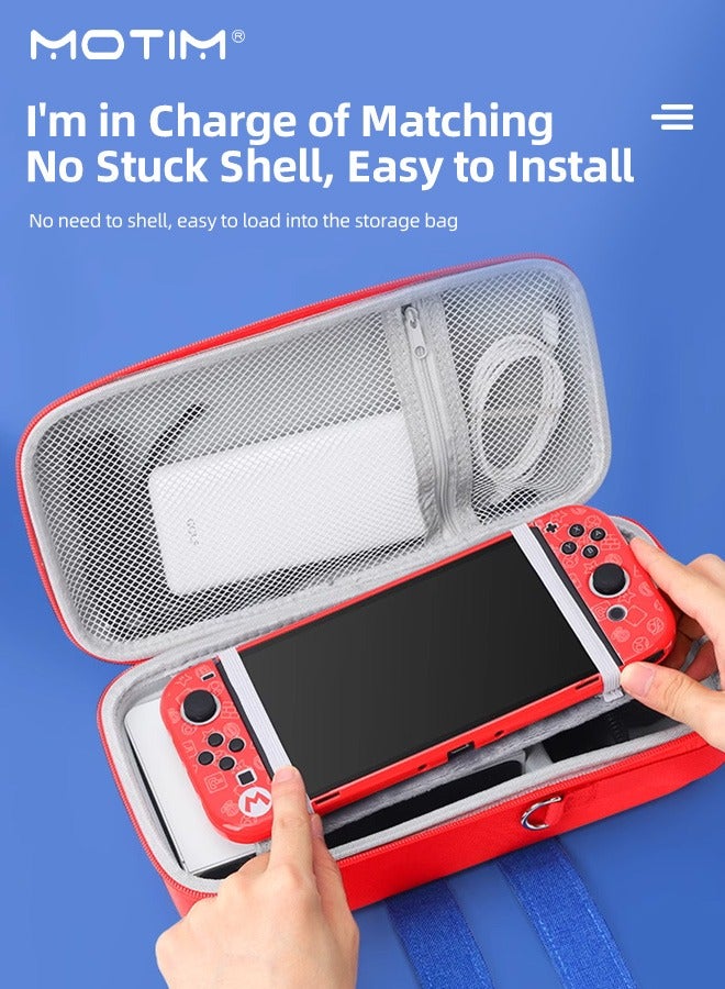 Switch Carrying Case Compatible with Nintendo Switch/OLED Model, Shockproof Waterproof Switch Storage Bag Carrying Sleeve Fit for Joy-Con and Adapter, Hard Shell Protective Switch Pouch