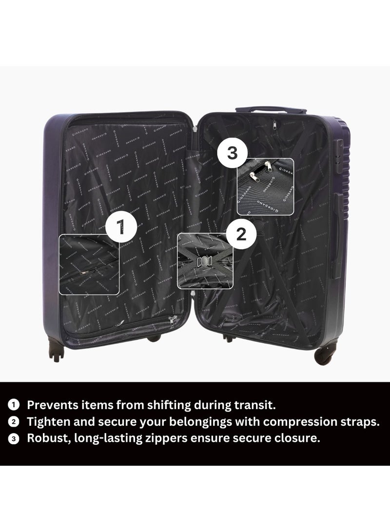 GIORDANO Logo Series Carry-On Small Cabin Suitcase Navy Blue, ABS Hard Shell Lightweight Durable 4 Wheels Luggage Trolley Bag 20