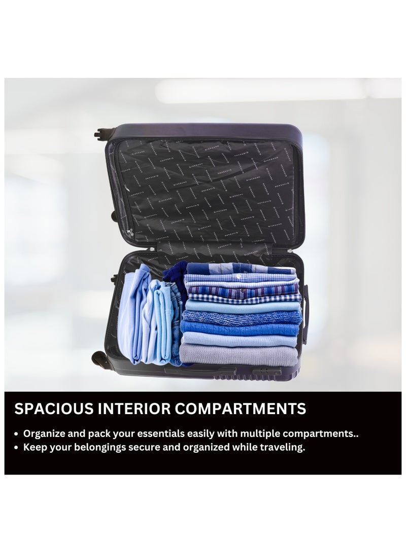 GIORDANO Logo Series Luggage Set Navy Blue, 3 Piece ABS Hard Shell Lightweight Durable 4 Wheels Suitcase Trolley Bag With Secure 3 Digits Number Lock. (20/24/28 INCH )