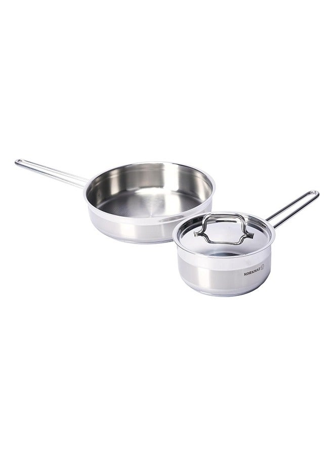 14-Piece Casting From High Quality Stainless Steel Fixed Non-Slip Handles Cookware Set Includes (12x22 cm) Casserole 4.0 liter, (13x26 cm) Casserole 6.8 liters, (15x30 cm) Casserole 11.0 liters, (8x26 cm) 4.2-liter Short Casserole, (24x6 cm) Frying Pan 2.7 liters , Milk Pan 2.0 liter (14x14 cm), Casserole With Handle 1.6 liter (16x8 cm), 6 Lids Silver