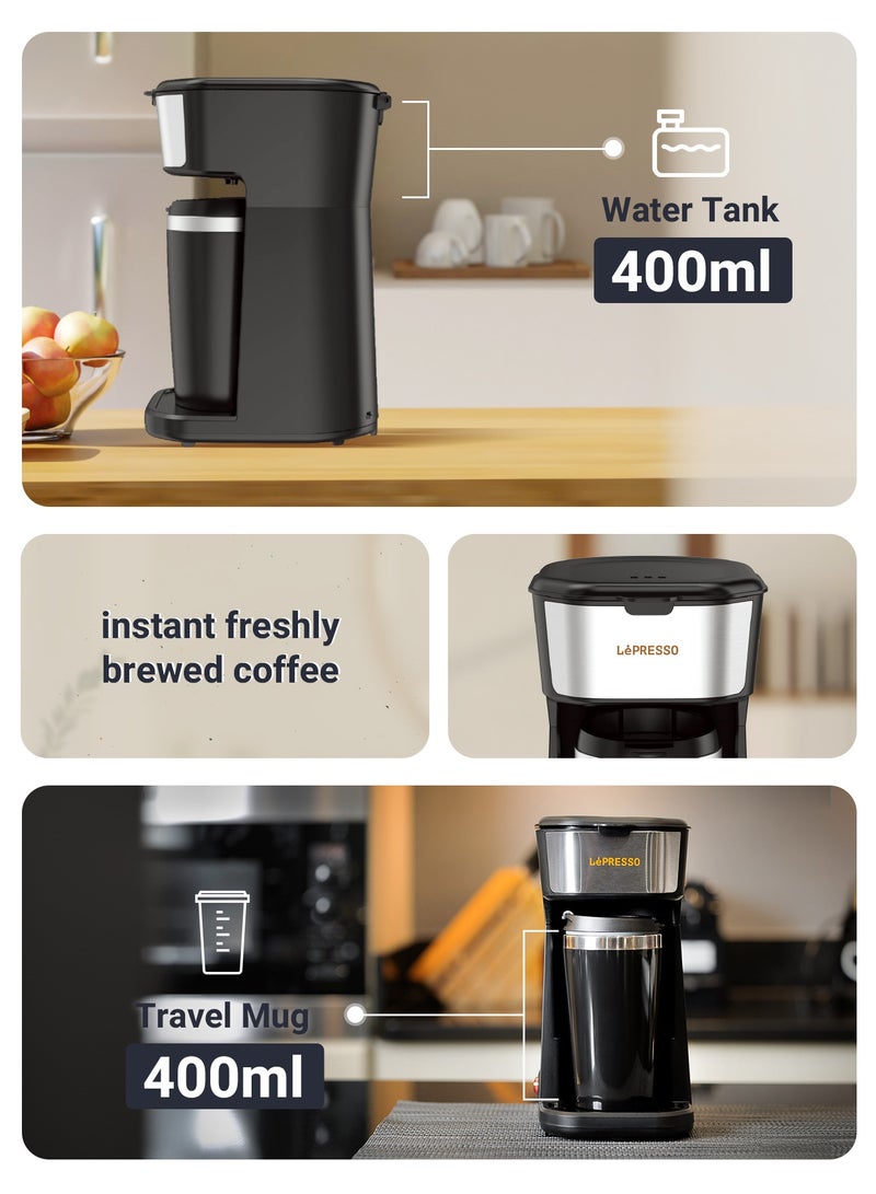 Coffee Maker 450W with Travelling Mug 400ml Coffee Machine - Black