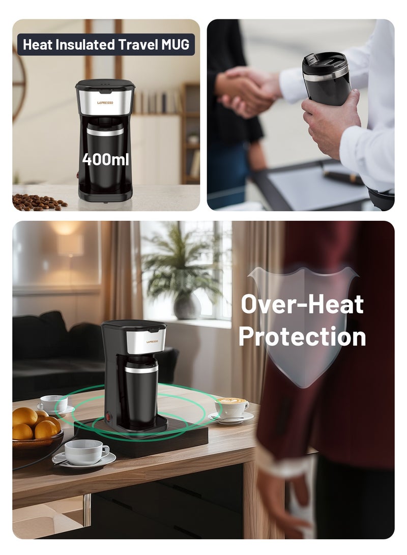 Coffee Maker 450W with Travelling Mug 400ml Coffee Machine - Black