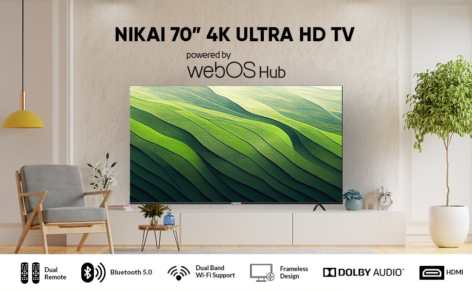 70 Inch Smart TV, 4K Ultra HDR, LED WebOS Platinum Series, Magic Remote, Cinema Screen Design, Dolby Audio, Smart Voice Control, Apps YouTube, Netflix, Amazon Prime, Shahid NIK70MEU4STN1 Black