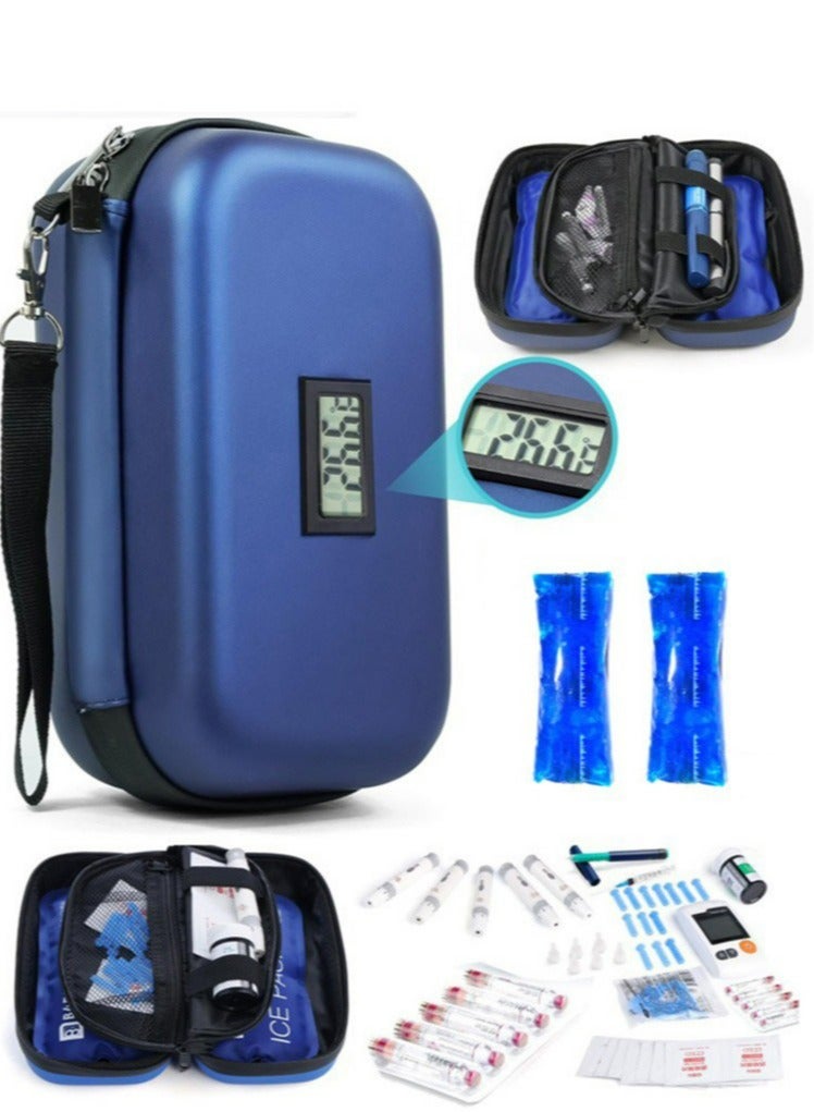 24h insuli*n Cooler Travel Case with Thermometer TSA Approved Refrigerated medicin*e Cooler for Travel with Thermometer Temperature Display Diabetic Travel Case Bag with 2 Ice Packs for Daily Life Trip