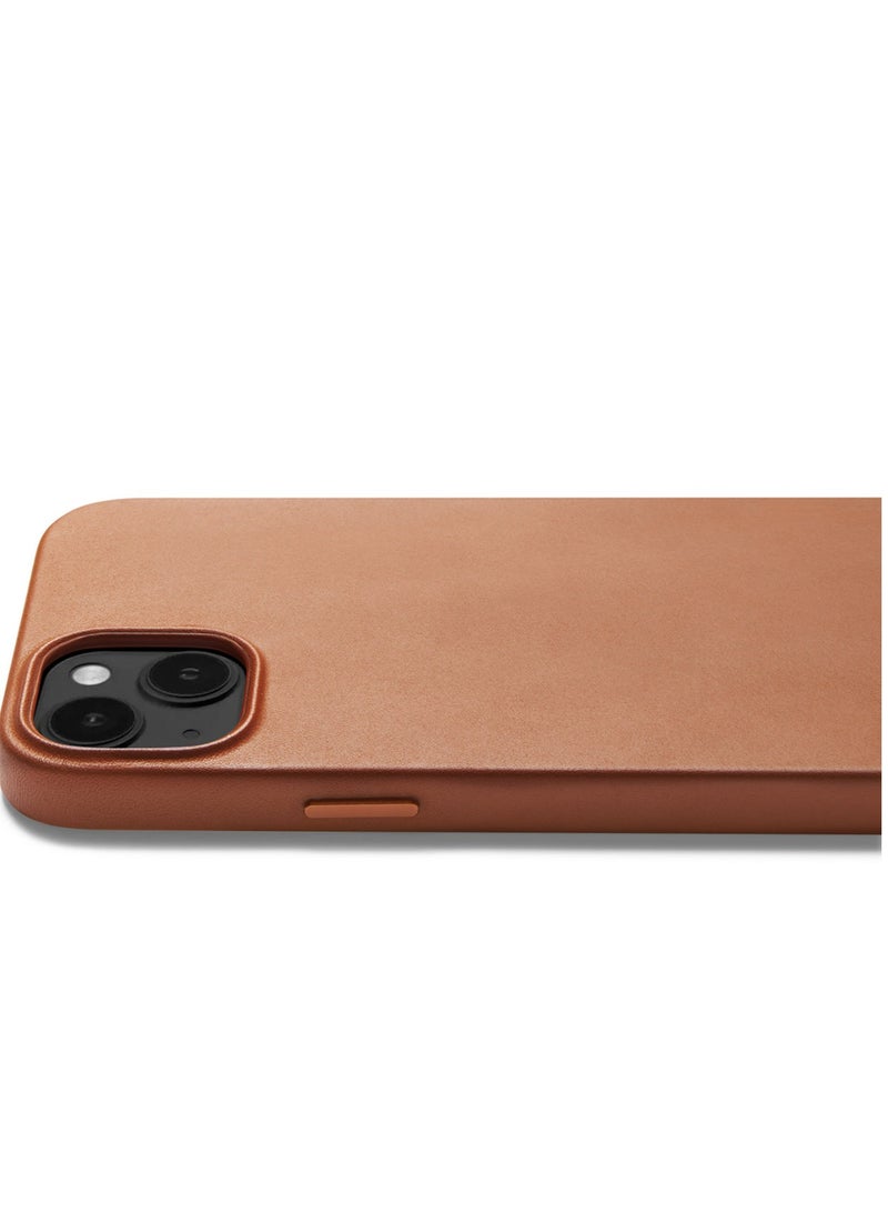 Mujjo Leather Case for iPhone 15 - Leather Case, MagSafe Compatible, Premium European Leather, Slim & Stylish Profile, Enhanced Phone & Camera Lens Protection, Recycled Materials (Dark Tan)