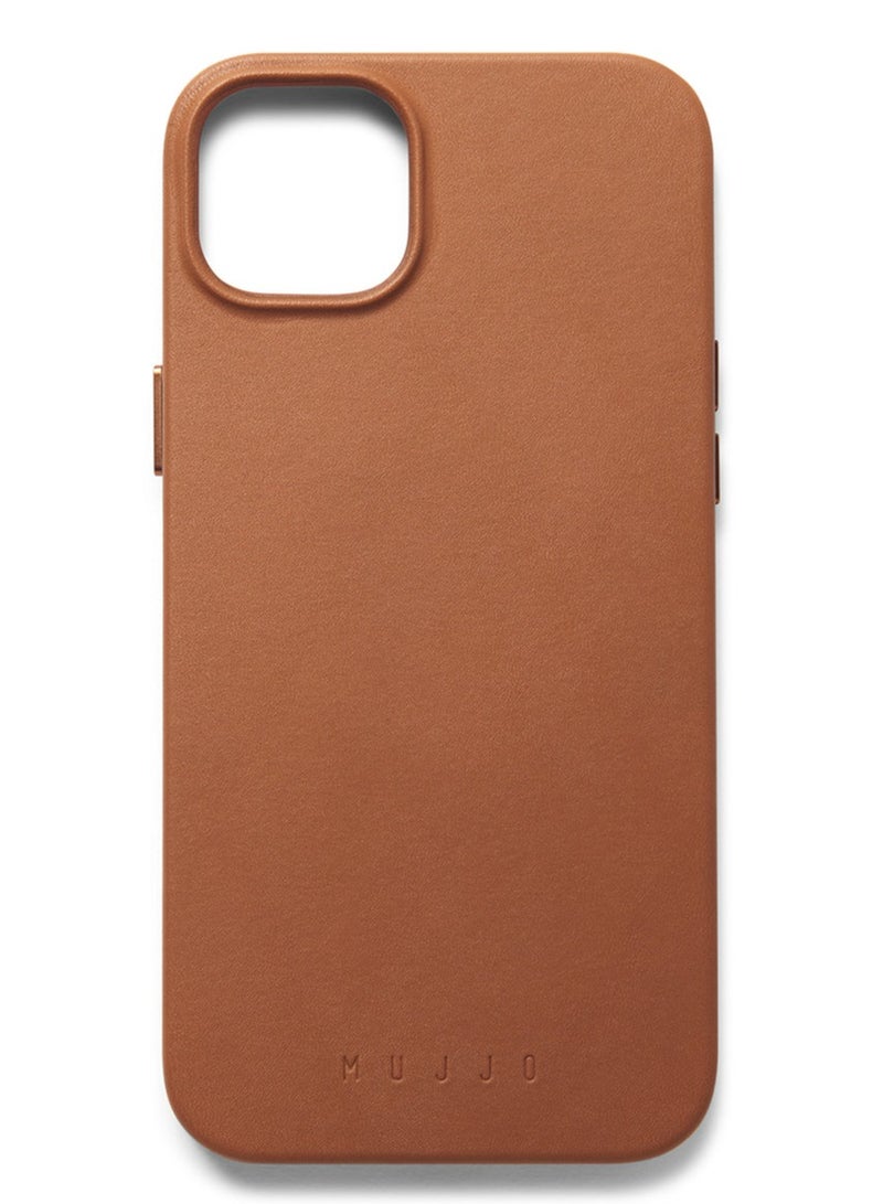 Mujjo Leather Case for iPhone 15 - Leather Case, MagSafe Compatible, Premium European Leather, Slim & Stylish Profile, Enhanced Phone & Camera Lens Protection, Recycled Materials (Dark Tan)