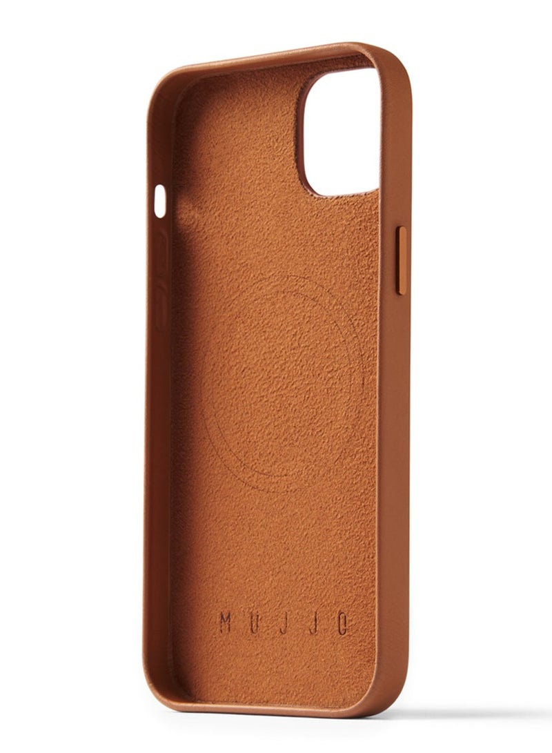 Mujjo Leather Case for iPhone 15 - Leather Case, MagSafe Compatible, Premium European Leather, Slim & Stylish Profile, Enhanced Phone & Camera Lens Protection, Recycled Materials (Dark Tan)