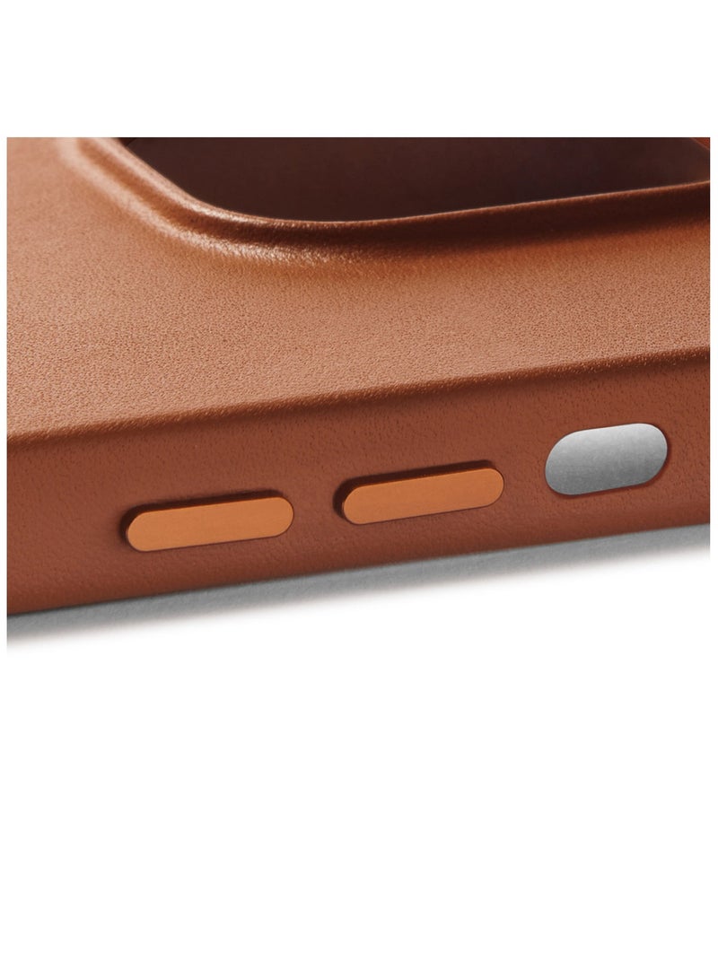 Mujjo Leather Case for iPhone 15 - Leather Case, MagSafe Compatible, Premium European Leather, Slim & Stylish Profile, Enhanced Phone & Camera Lens Protection, Recycled Materials (Dark Tan)