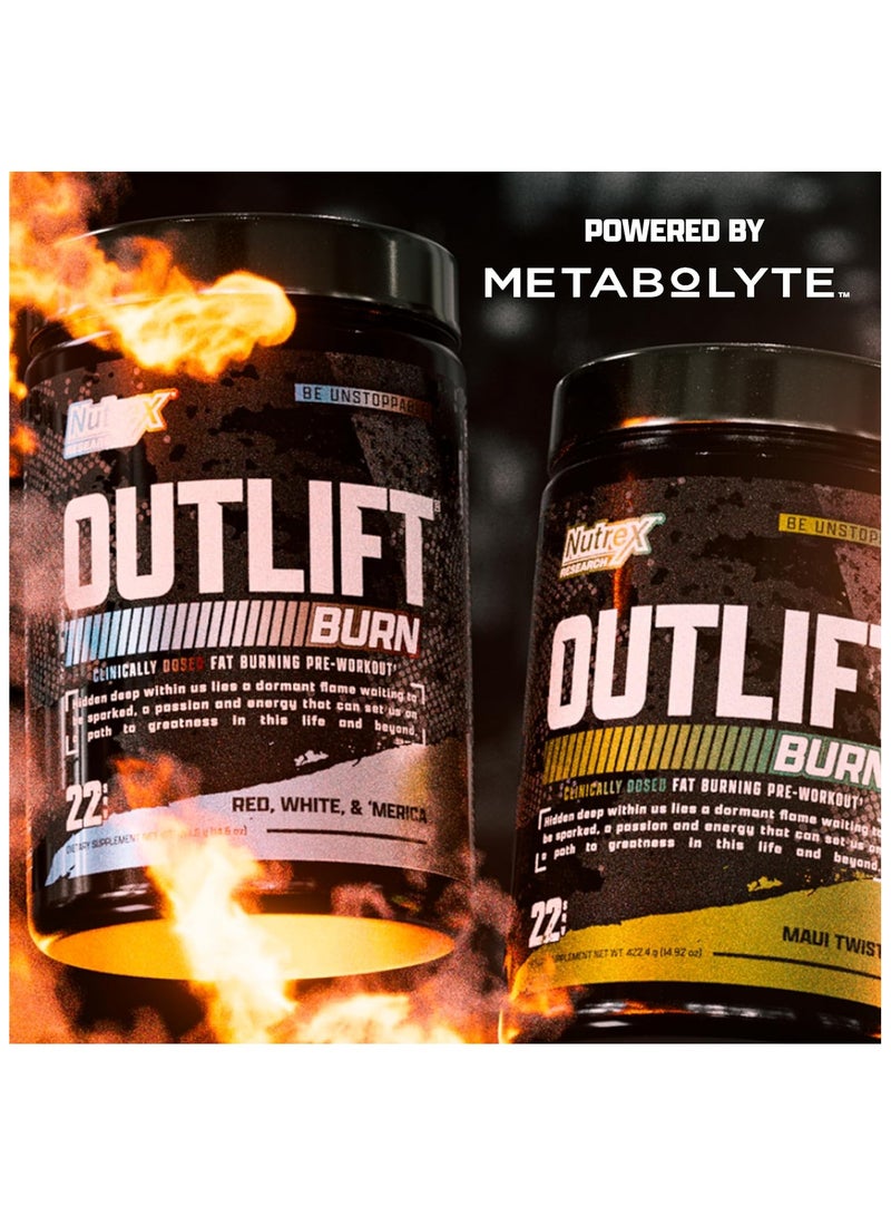 OUTLIFT Burn Clinicaly Dosed Fat Burning Pre Workout Red White & Merica Flavour 22 servings  417.4 g g