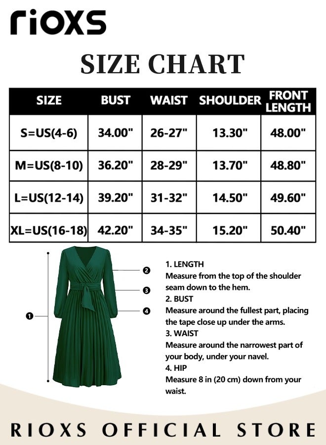 Women's Dresses,Casual Long Sleeve Maxi Dress,Ladies V-Neck Fall Dress With Belted,Relaxed Fit Flowy Maxi Dresses, A-Line Wrap Dress For Party/Wedding/Feast/Business/Daily Wear