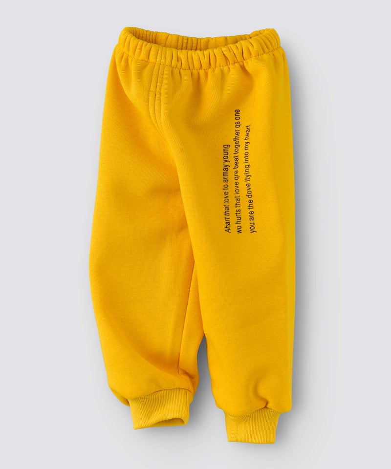 Slogan Printed Mid-Rise Joggers Yellow
