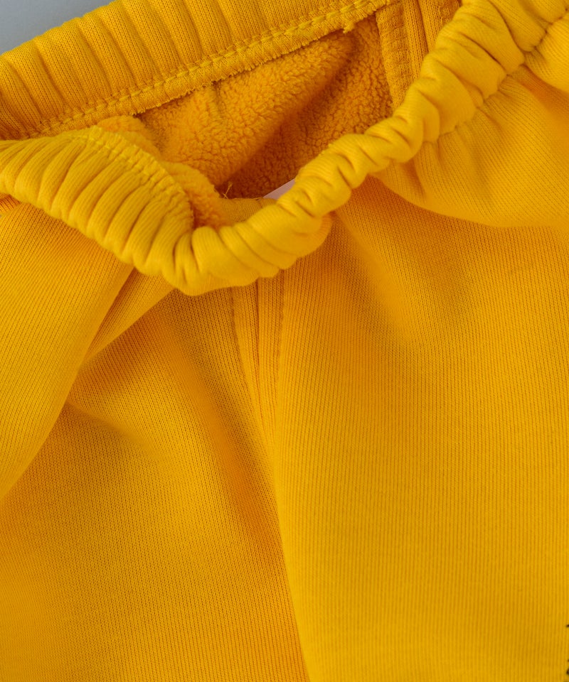Slogan Printed Mid-Rise Joggers Yellow
