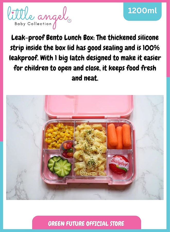 Kids Bento Lunch Box 6 Grid Compartment - Purple