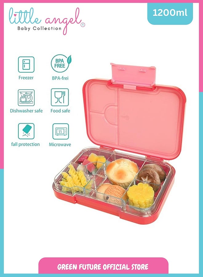 Kids Bento Lunch Box 6 Grid Compartment - Purple