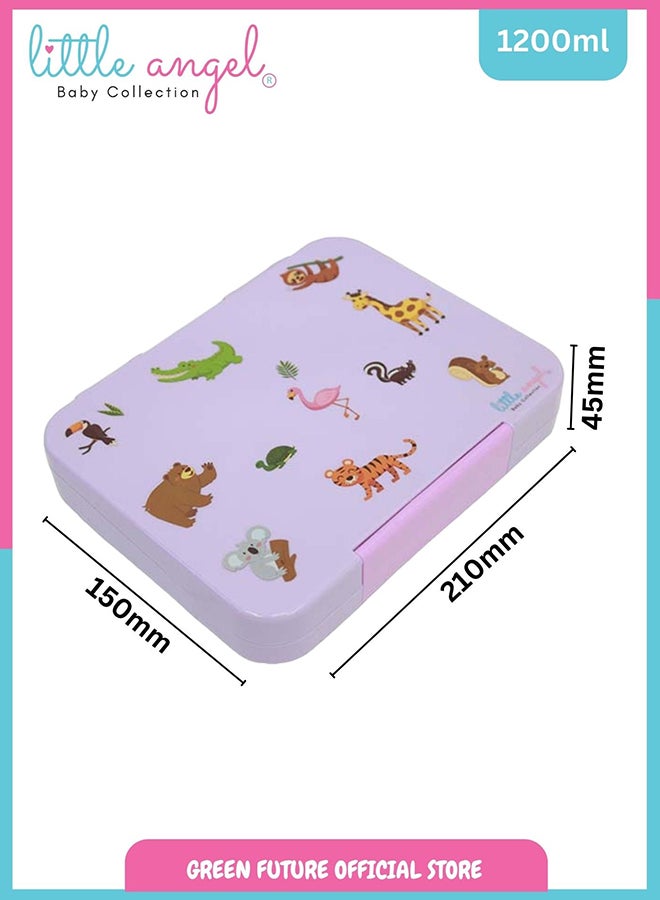 Kids Bento Lunch Box 6 Grid Compartment - Purple