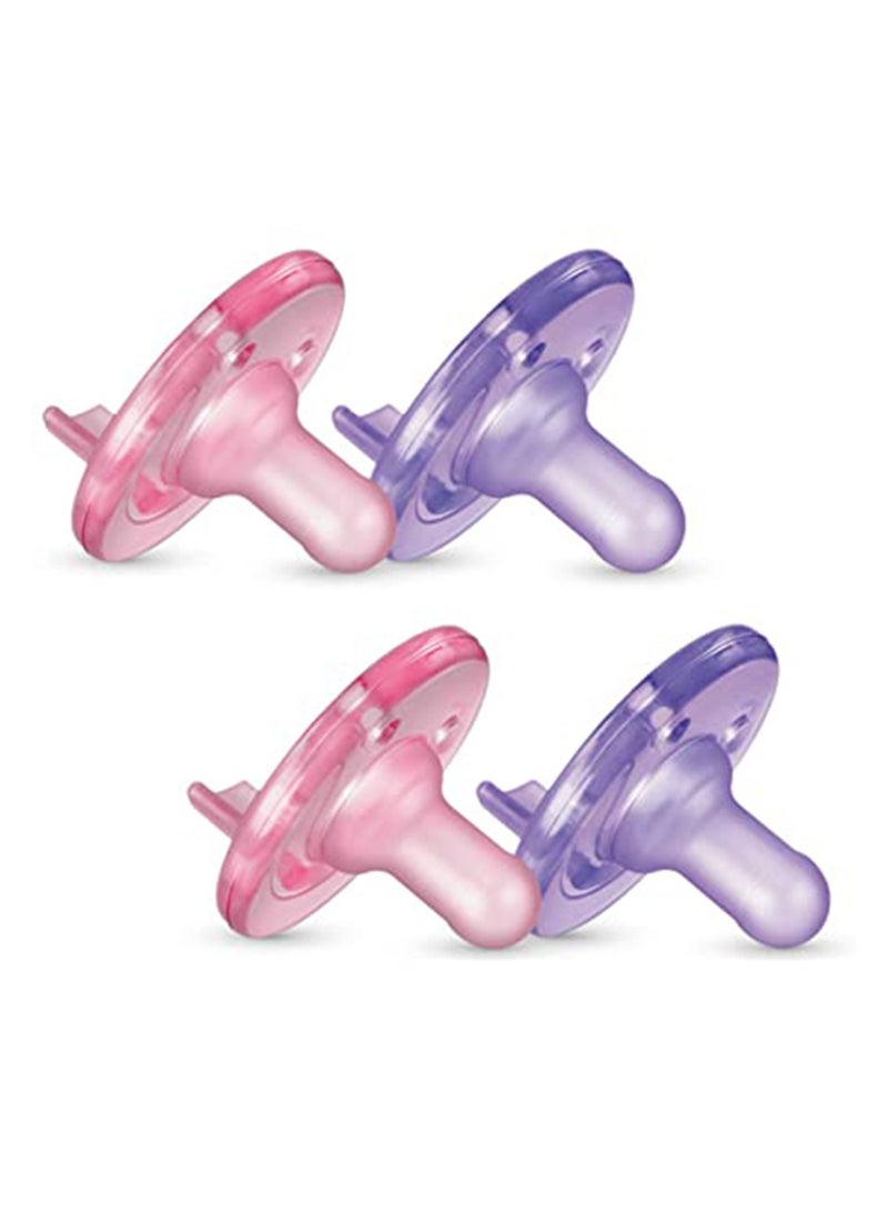 Free-Bpa and Latex Silicone Soothie Pacifier, Pack of 2, Pink/Purple - SCF190/02