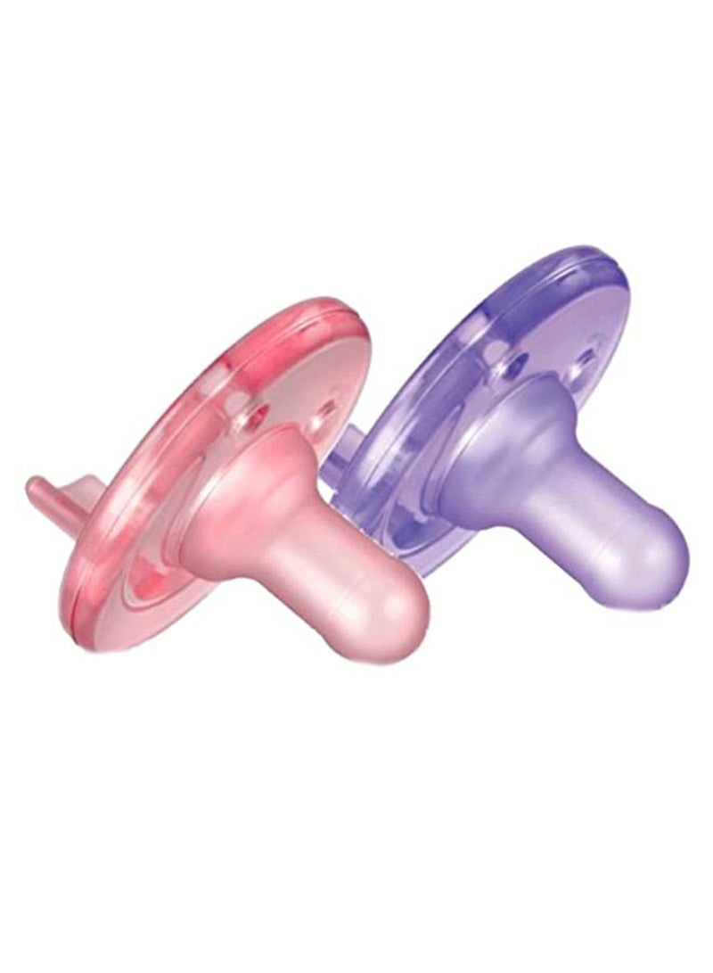 Free-Bpa and Latex Silicone Soothie Pacifier, Pack of 2, Pink/Purple - SCF190/02