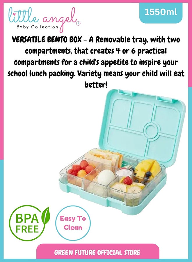 Insulated Leakproof Bento Kids Lunch Box With 6 Compartments