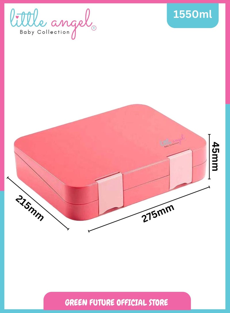 Kids Lunch Box - 6 Compartment Leak Proof Bento Box, Perfect for School- Pink