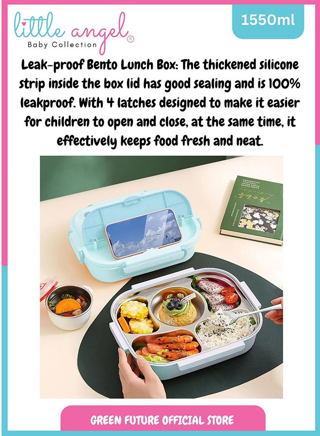 Kids Lunch Box With 5 Compartments And Soup Bowl With Cutlery