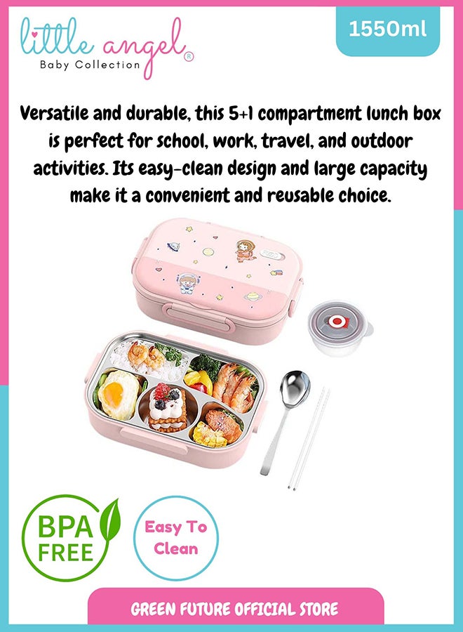 Kids Lunch Box With 5 Compartments And Soup Bowl With Cutlery