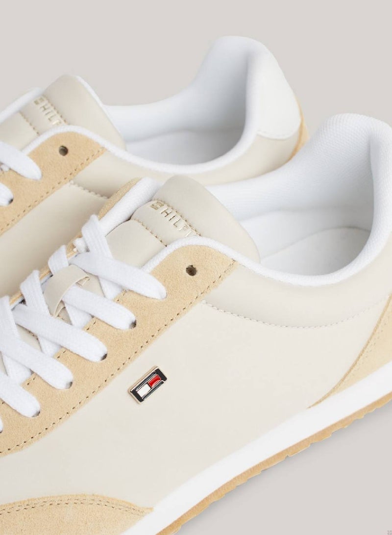 Women's Heritage Suede Flag Runner Trainers -  Suede upper, Beige