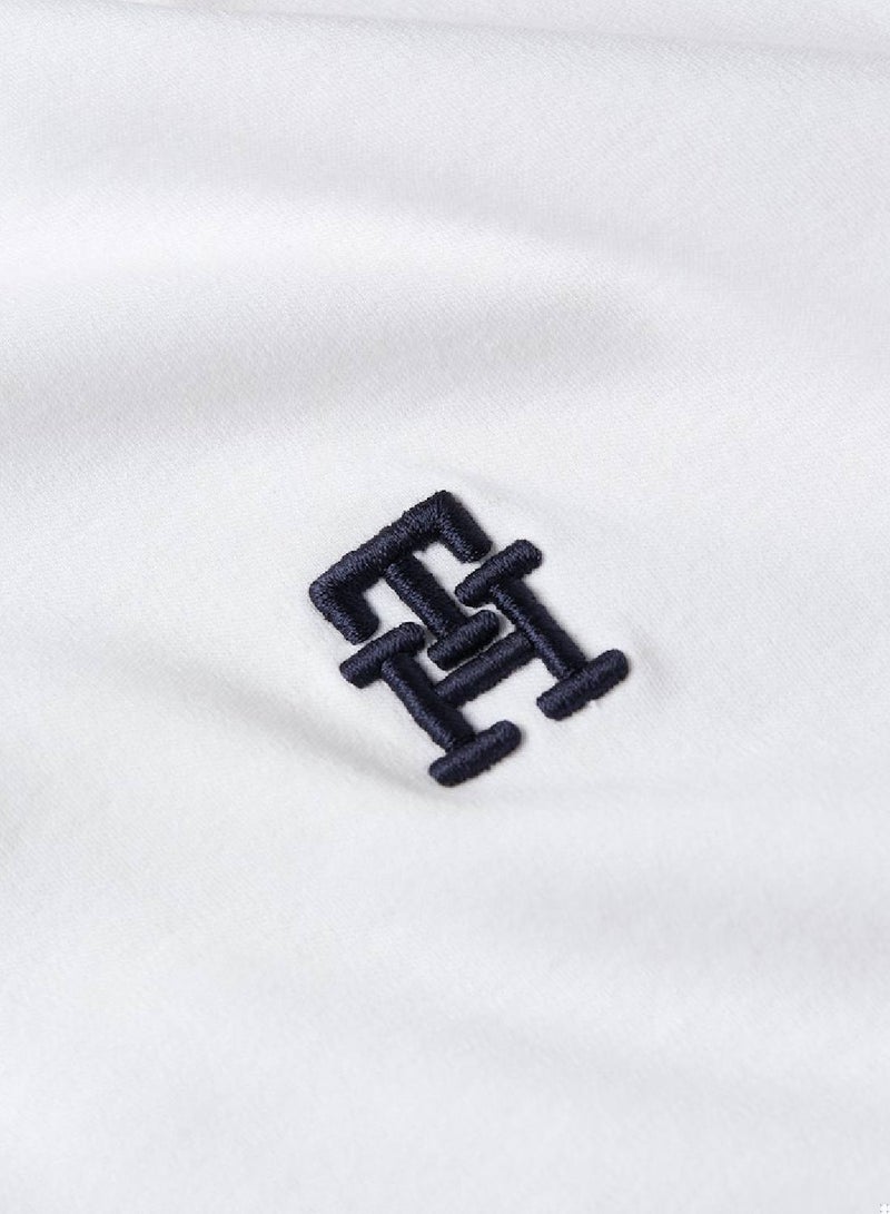 Men's Th Monogram Embroidery Interlock Regular Polo -  Pure cotton interlock, White
