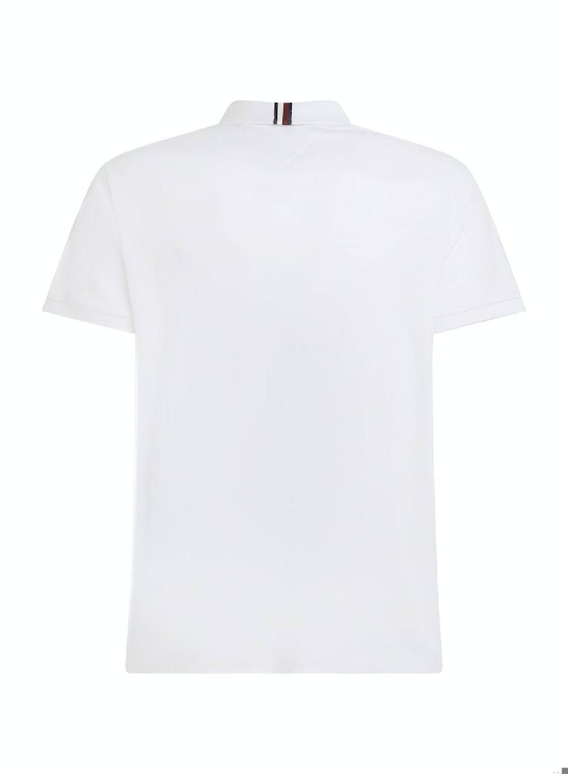 Men's Th Monogram Embroidery Interlock Regular Polo -  Pure cotton interlock, White