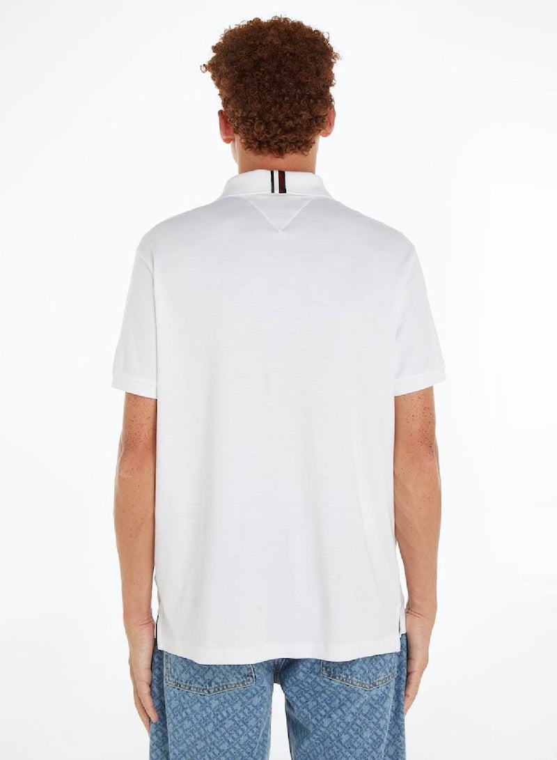 Men's Th Monogram Embroidery Interlock Regular Polo -  Pure cotton interlock, White