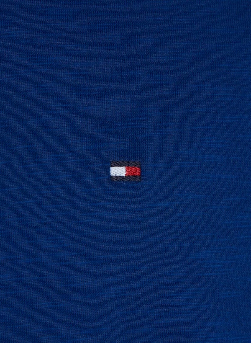 Men's Textured Featuring a Crew Neck T-Shirt -  Pure organic slub cotton, Blue