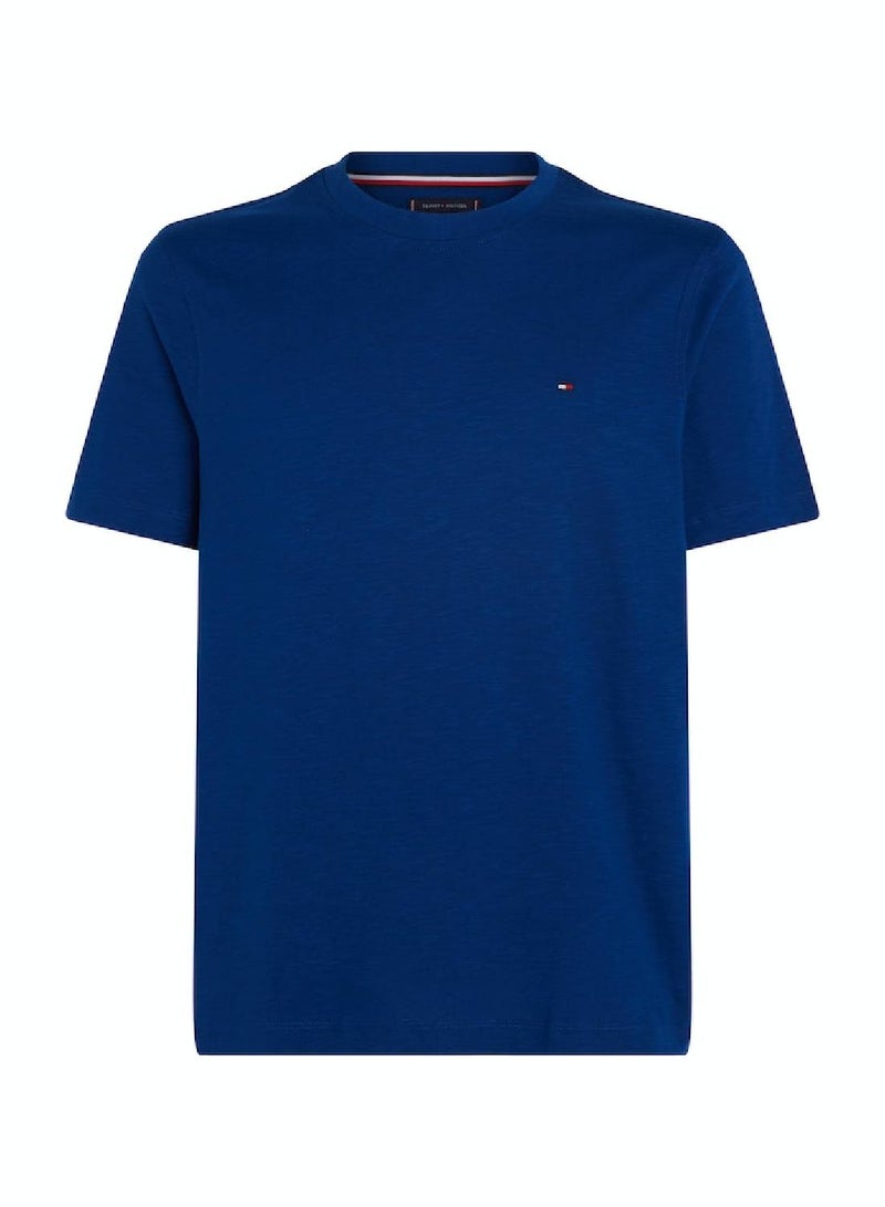 Men's Textured Featuring a Crew Neck T-Shirt -  Pure organic slub cotton, Blue